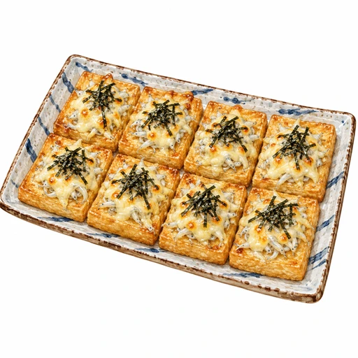 油揚げのしらすピザ完成イラスト