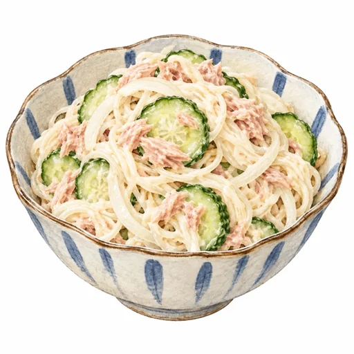 ツナのそうめんサラダ完成イラスト