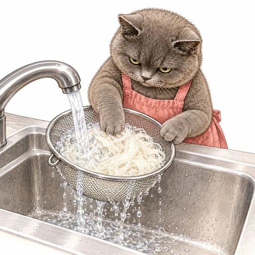 ツナのそうめんサラダ:そうめんをゆでる