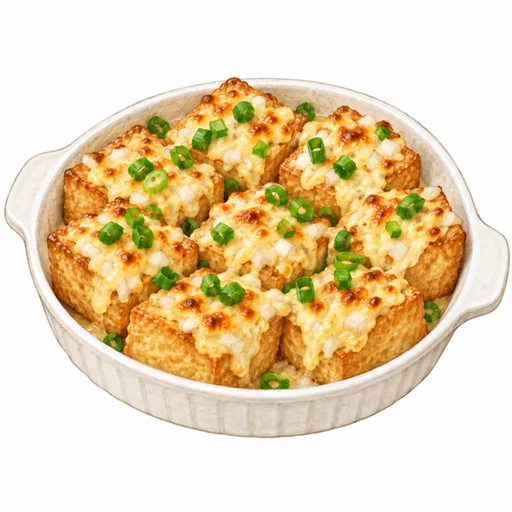 厚揚げの味噌マヨ焼き完成イラスト
