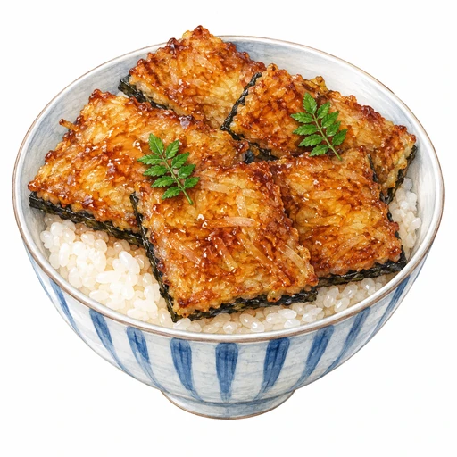 じゃがいもの蒲焼き丼完成イラスト