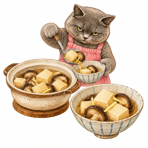 高野豆腐としいたけの煮物:味を含ませる
