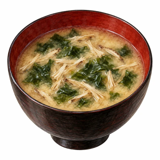 しいたけの軸とわかめの味噌汁完成イラスト