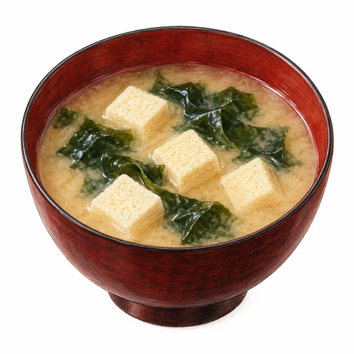 高野豆腐とわかめの味噌汁完成イラスト