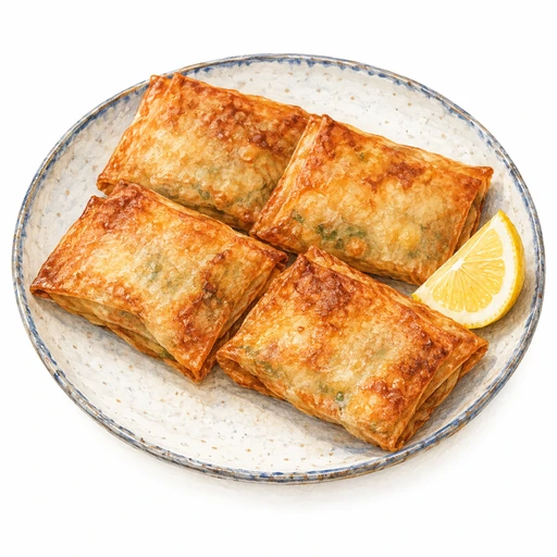 鶏ひき肉の焼き春巻完成イラスト